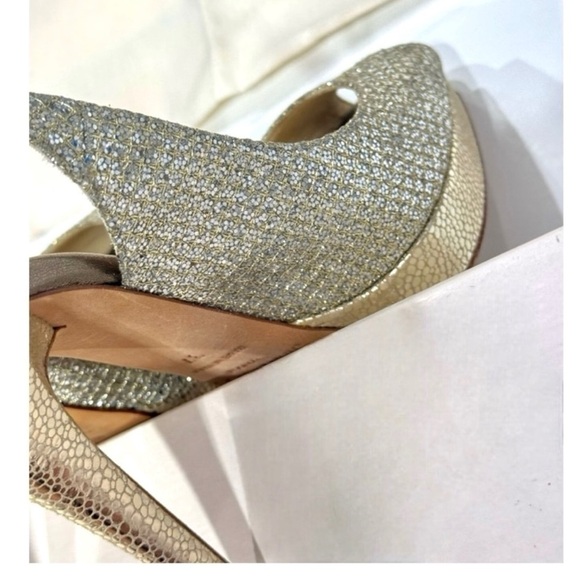 JIMMY CHOO CLUE GLITTER SLINGBACK PLATFORM
PEEP TOE HIGH HEEL PUMPS SANDAL 37 - Picture 9 of 16